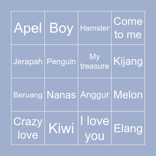 Bingo punya suxghoon Bingo Card