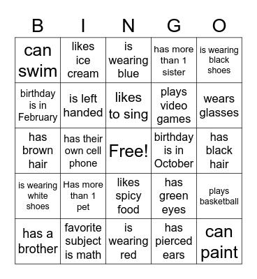 Get to Know You Bingo! Bingo Card
