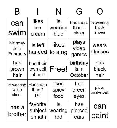 Get to Know You Bingo! Bingo Card