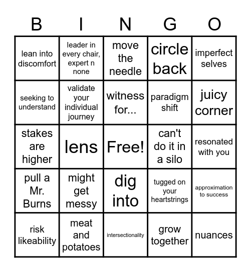 Educational Cliches Bingo Card