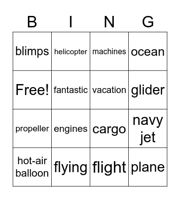 Flying Bingo Card