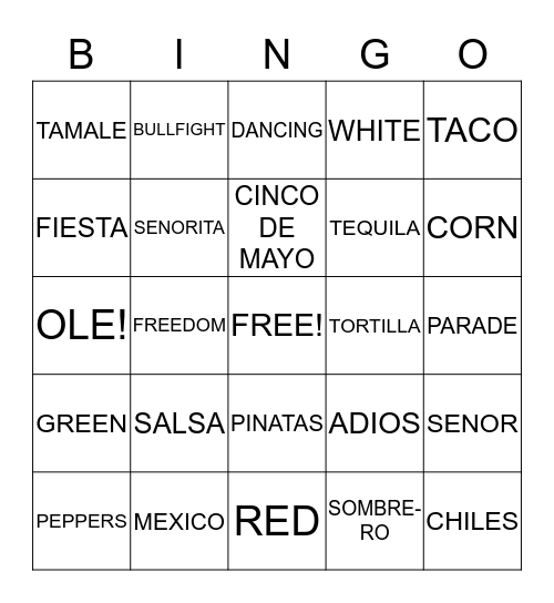 FIESTA BINGO Card