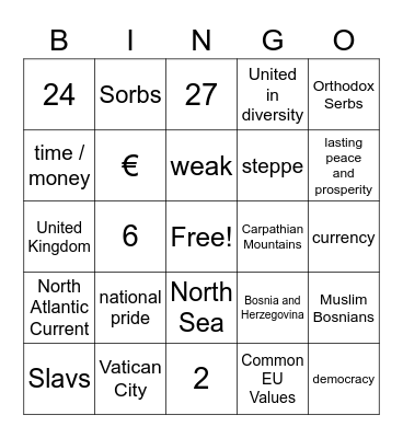 03. European Bingo - GE/EU/EURO/GLOBAL Bingo Card