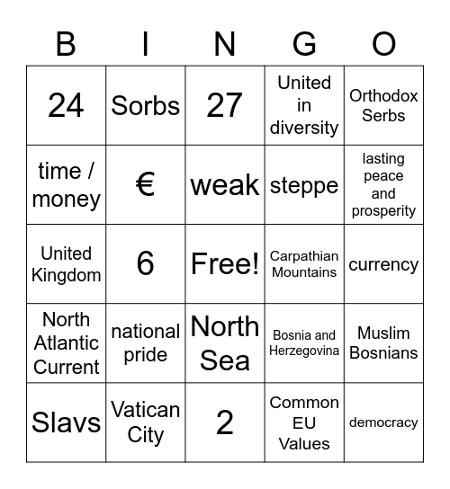 03. European Bingo - GE/EU/EURO/GLOBAL Bingo Card