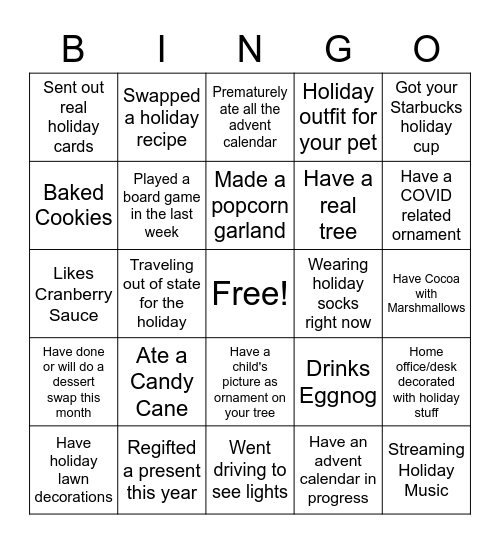 CSIS Holiday Bingo Card