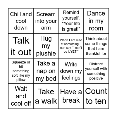 Mood Meter Strategies #3 Bingo Card