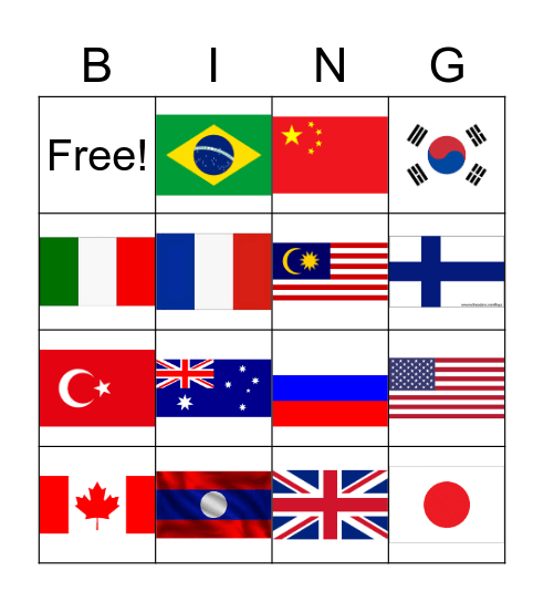 ธงชาติน่ารรู้ Bingo Card