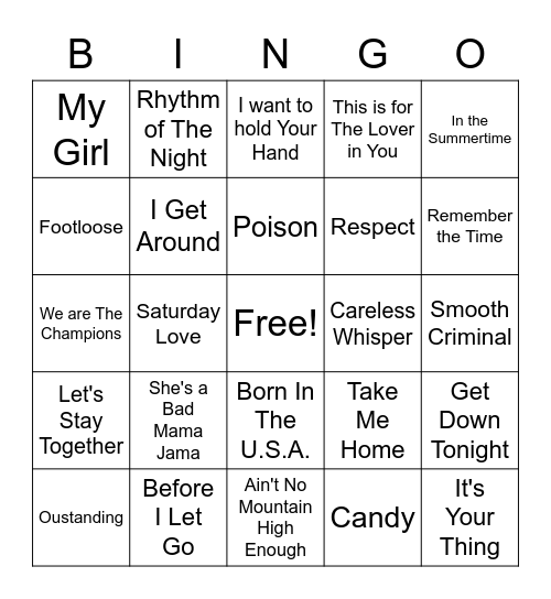 Music Bingo Card