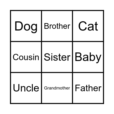The Family Bingo Card
