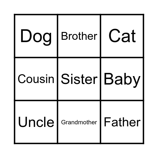 The Family Bingo Card