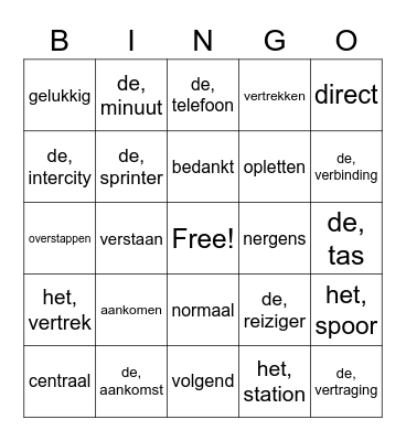 Link+ 6.1 Hoe laat gaat de trein? Bingo Card