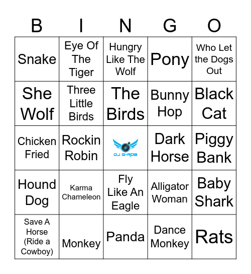 Animalistic Bingo Card