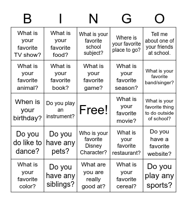 Get to Know You BINGO Card