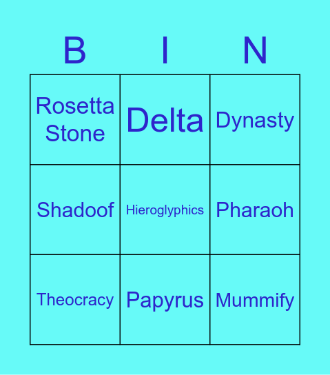 Egypt Vocab Bingo Card