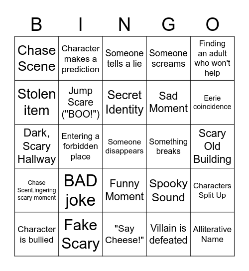 Say Cheese and Die Bingo Card