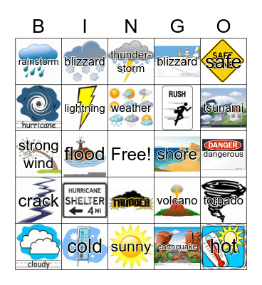 Severe Weather Bingo Card