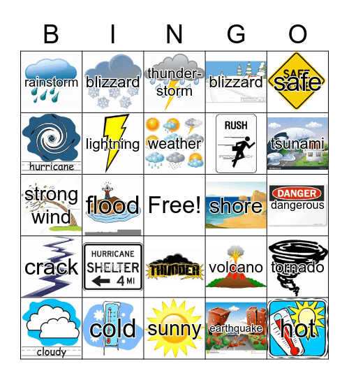 Severe Weather Bingo Card