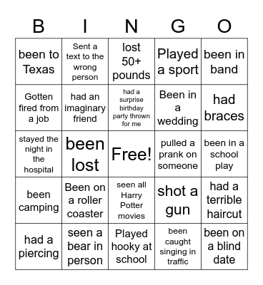 Never Have I EVER 2 Bingo Card