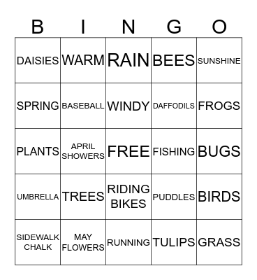 ROOM 4 SPRING FLING BINGO Card