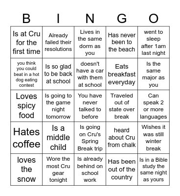 Find someone who... Bingo Card