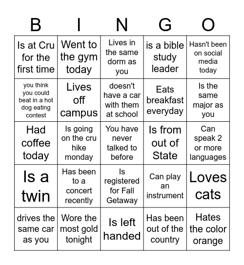 Find someone who... Bingo Card