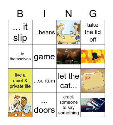idioms secrets Bingo Card