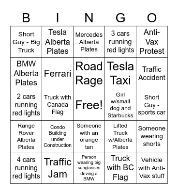 Kelowna Bingo Card