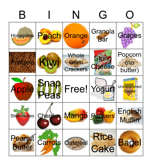 Healthy Snacks Bingo Card