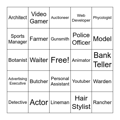 Careers Bingo Card