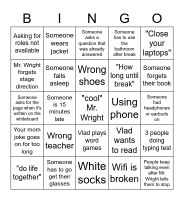 School bingo Card