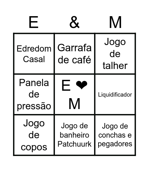 Chá De Panela Bingo Card