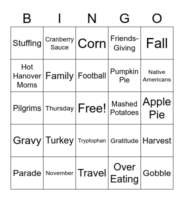 FriendsGiving!!! Bingo Card