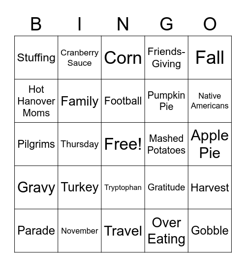 FriendsGiving!!! Bingo Card