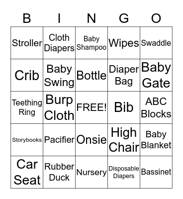 Baby Bingo Card