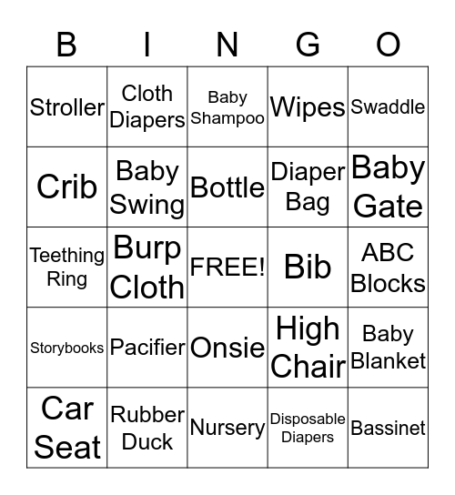 Baby Bingo Card