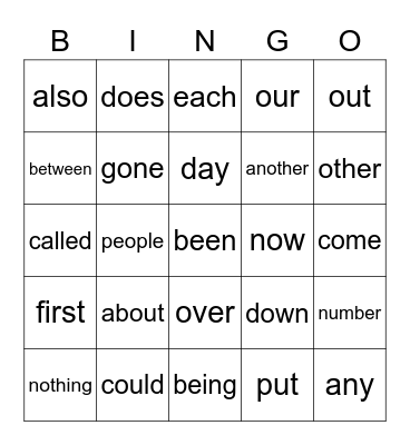 List 3 Bingo Card