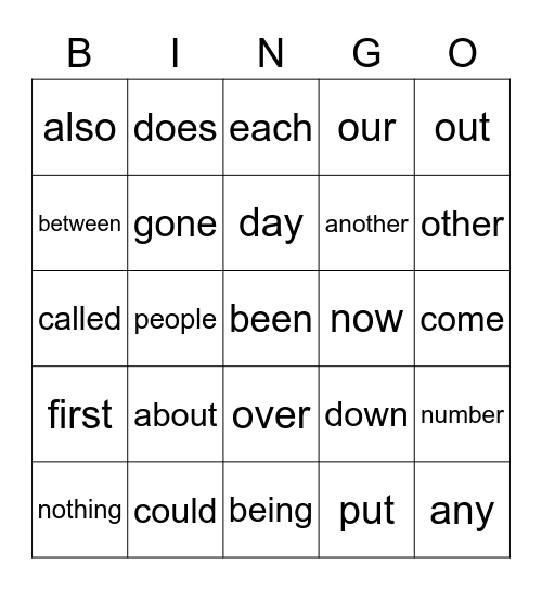 List 3 Bingo Card