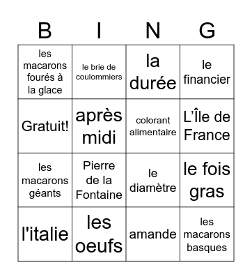 le macaron BINGO Card