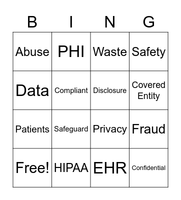 Ethics and Compliance Week Bingo! Bingo Card