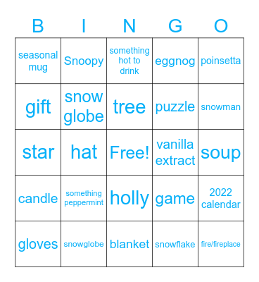 Seasonal/Winter Bingo Card