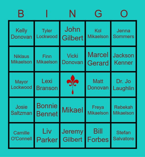 Characters Bingo Card