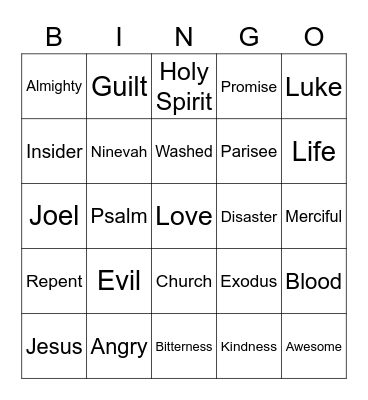 Amen Bingo! Bingo Card