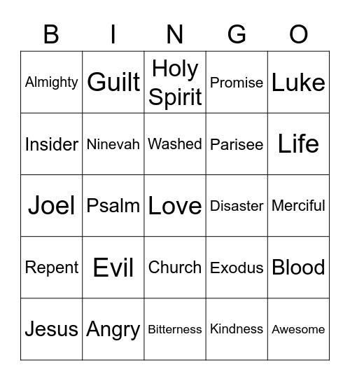 Amen Bingo! Bingo Card