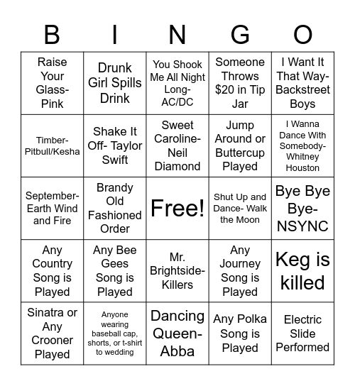 Loft Wedding Bingo Card