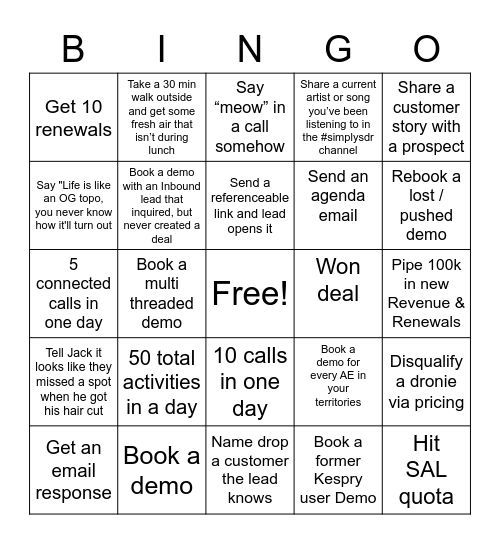 CUSTOM CONTEST Bingo Card