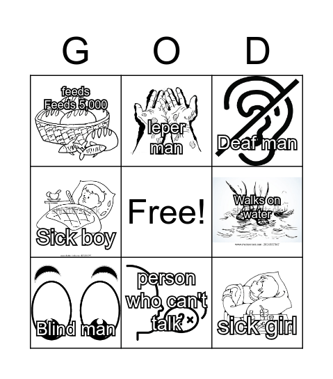 Jesus' Miracles Bingo Card