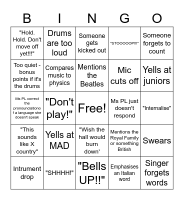 Extravaganza Bingo Card
