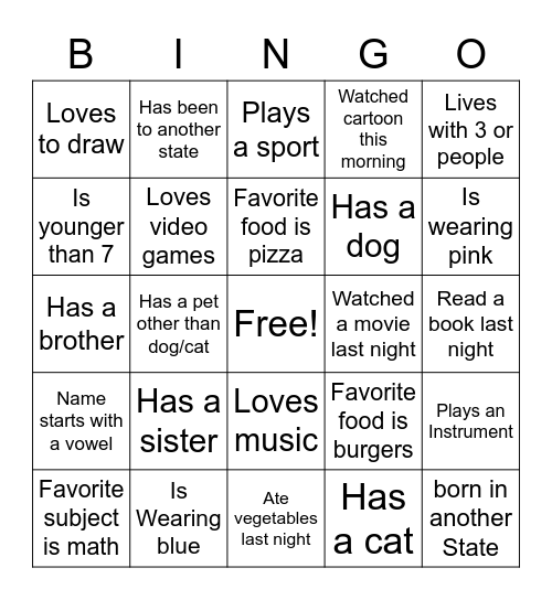 Untitled Bingo Card