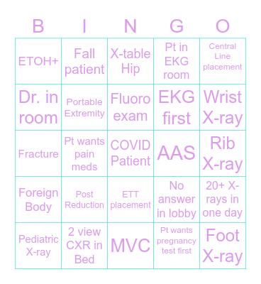 Rad Tech Week Bingo Card