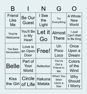 Disney Bingo Card